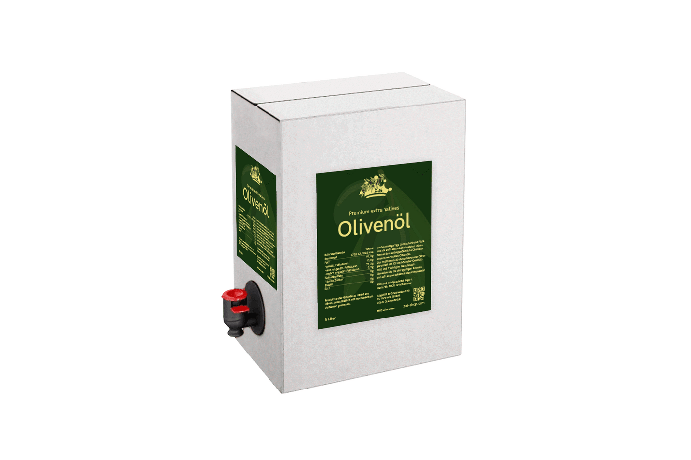 Olivenöl extra nativ 5 L  -           in der praktischen Bag-In-Box